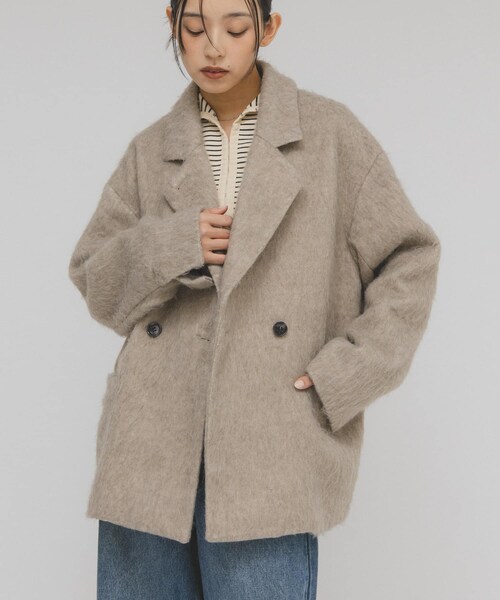 KBF（ケイビーエフ）の「シャギーテーラードジャケット（テーラードジャケット・レディース・CHARCOAL/BLUE MIX/MOCHA・One）」の2枚目の写真