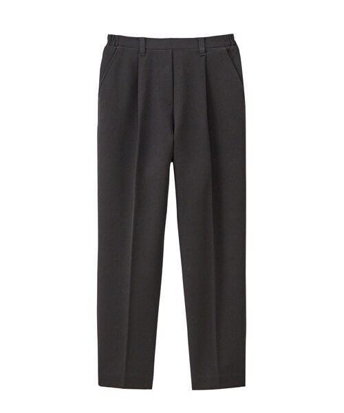 nissen（ニッセン）の「小さいサイズ　きれい見えテーパードパンツ（選べる股下丈）　低身長さん・小柄女性（パンツ・レディース・ベージュ(ベルトループ有)/スモーキーグリーン(ベルトループ有)/黒(ベルトループ有)/ネイビー(ベルトループ有)/ブラウンチェック(ベルトループ有)/ピンク(ベルトループ有)/グレー(ベルトループ有)/エクリュ(ベルトループ有)/ブラウン(ベルトループ有)/黒/ネイビー/ベージュ/グレー/アイスブルー・PSS/PS/PM/PL/PSS(ベルトループ無)/PS(ベルトループ無)/PM(ベルトループ無)/PL(ベルトループ無)）」の3枚目の写真