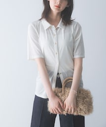 URBAN RESEARCH ROSSO WOMEN | シアーストライプベロアポロカットソー(Tシャツ/カットソー)