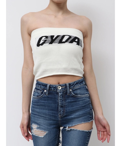 GYDA(ジェイダ)の「GYDA ニットベアトップス(キャミソール・レディース・オフホワイト/ブラック/ピンク/ライム/スカイブルー・F)」の2枚目の写真