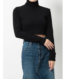 EVRIS | BASICクロップドハイネックトップス(Tシャツ/カットソー)