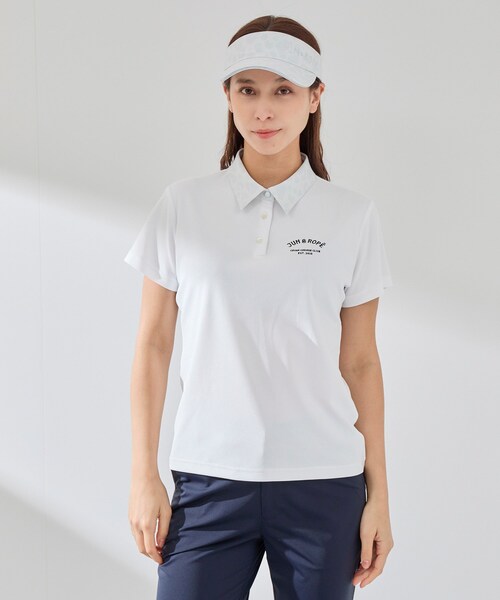 ROPE'（ロペ）の「アニマル柄衿コンビ使い半袖ポロ（ポロシャツ・レディース・グレー/ネイビー/ピンク・L/M/S）」の20枚目の写真