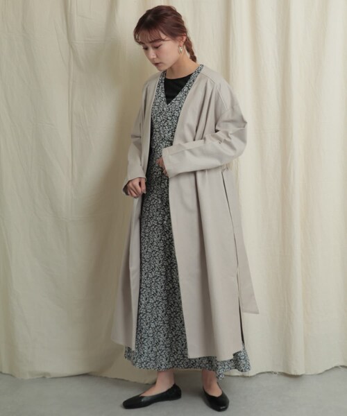 SENSE OF PLACE by URBAN RESEARCH（センスオブプレイスバイアーバンリサーチ）の「ガウンアウター（ノーカラージャケット・レディース・L.OLIVE/GREIGE・one）」の13枚目の写真