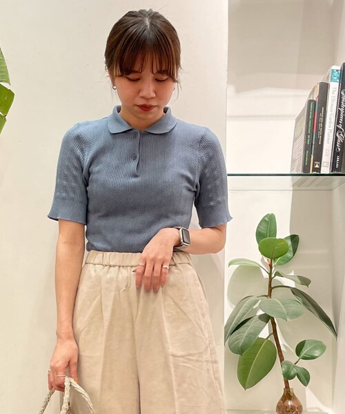 URBAN RESEARCH DOORS（アーバンリサーチドアーズ）の「Adriana Kay　半袖ポロTシャツ（ポロシャツ・レディース・別注MATIN/Ecru/別注NAVY・FREE）」の4枚目の写真