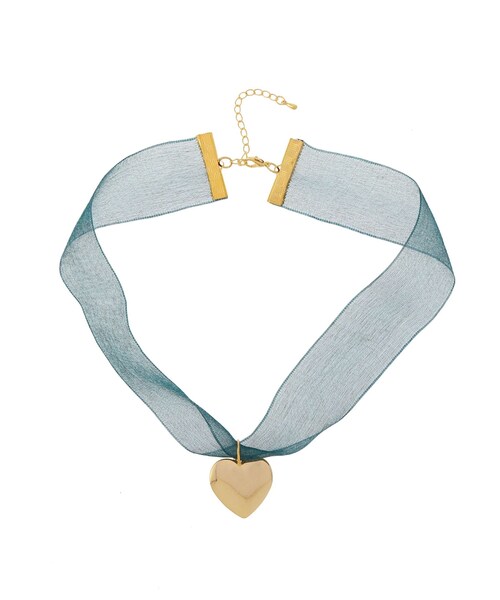 EVRIS（エヴリス）の「HEART CHOKERネックレス（ネックレス・レディース・ブラック/ブルー・F）」の3枚目の写真