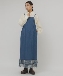 KBF | フリンジデニムキャミワンピース(ワンピース)