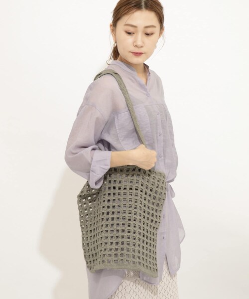 SENSE OF PLACE by URBAN RESEARCH（センスオブプレイスバイアーバンリサーチ）の「ハンドニットトート（トートバッグ・レディース・LAVENDER/IVORY/L.KHAKI・FREE）」の2枚目の写真