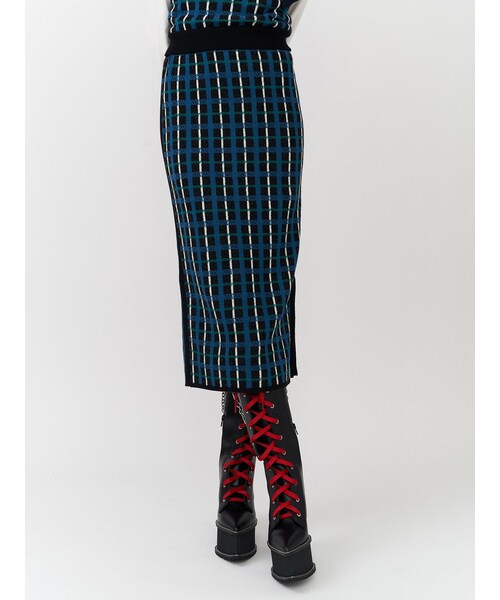 PAMEO POSE(パメオポーズ)の「Plaid Knit Skirt(スカート・レディース・ブラック/パープル/ブラウン・F)」の10枚目の写真