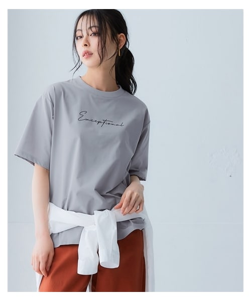 nissen（ニッセン）の「綿タッチ多機能ロゴプリントTシャツ（吸汗速乾・UVカット・抗菌防臭・形態安定）＜大きいサイズ有＞（Tシャツ/カットソー・レディース・ラベンダー/グレー/ネイビー/ナチュラル・S/M/L/LL/3L/4L/5L/6L）」の22枚目の写真