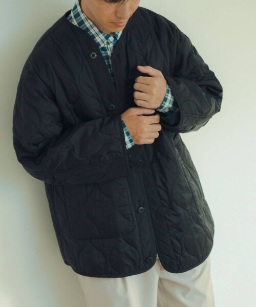 ITEMS URBANRESEARCH(アイテムズ アーバンリサーチ)の「中綿ライナー付 フードレスモッズコート(モッズコート・メンズ・KHK/BLK・M/L)」の15枚目の写真