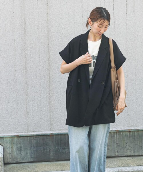 ITEMS URBANRESEARCH（アイテムズ アーバンリサーチ）の「リネンライクジレ（ベスト・レディース・BLK/BEG・FREE）」の6枚目の写真