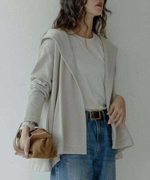 URBAN RESEARCH Sonny Label（アーバンリサーチサニーレーベル）の「裏毛フーディーカーディガン（カーディガン/ボレロ・レディース・グレージュ/杢グレー/ブラック・FREE）」の5枚目の写真