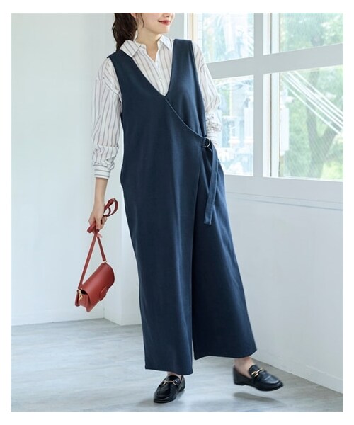 nissen（ニッセン）の「大きいサイズ ウーリッシュフラノラップオールインワン（オールインワン・サロペット・レディース・杢チャコール/ネイビー/カーキ・L/LL/3L/4L/5L/6L/8L/10L）」の21枚目の写真