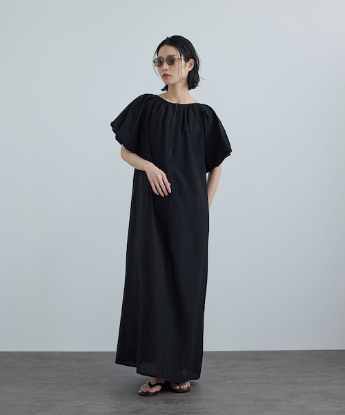 ADAM ET ROPE'（アダムエロペ）の「【WEB限定】2WAYリネンブレンドエンブロイダリーワンピース（ワンピース・レディース・ブラック/カーキ/レッド系・F）」の7枚目の写真