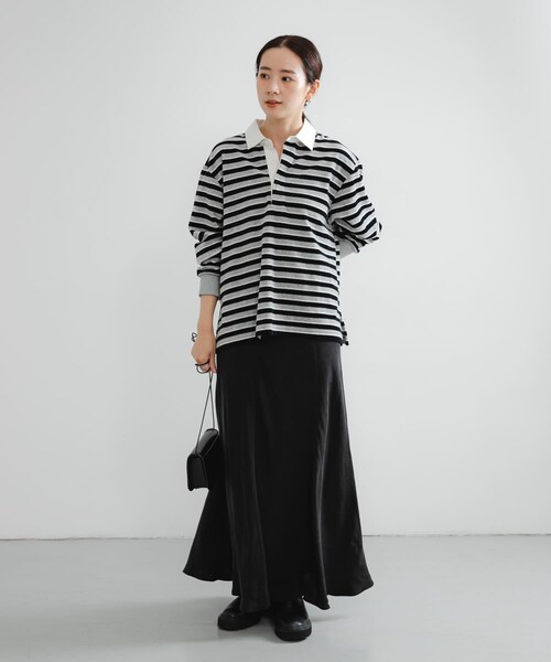 URBAN RESEARCH（アーバンリサーチ）の「『UR TECH』ベロアボーダーラガーシャツ（Tシャツ/カットソー・レディース・CHERRY RED/GRAY・FREE）」の11枚目の写真