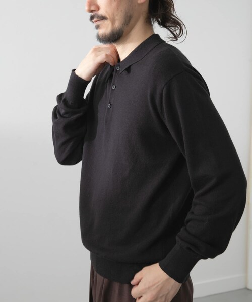 ITEMS URBANRESEARCH（アイテムズ アーバンリサーチ）の「カシミヤ×コットンポロセーター（ニット/セーター・メンズ・GRY/BRD/MOC/BLK・M/L）」の6枚目の写真