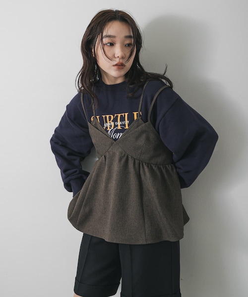 SENSE OF PLACE by URBAN RESEARCH（センスオブプレイスバイアーバンリサーチ）の「レイヤードデザインビスチェ（その他トップス・レディース・BLACK/BROWN・One）」の2枚目の写真