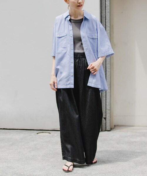URBAN RESEARCH DOORS（アーバンリサーチドアーズ）の「FORK&SPOON　セルロースデニムワイドパンツ（デニムパンツ・レディース・BLACK/BLUE・1/2）」の10枚目の写真