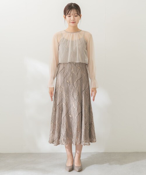URBAN RESEARCH ROSSO（アーバンリサーチロッソ）の「チュールブラウス付き配色レースドレス（ワンピース・レディース・beige/purple/charcoal・FREE）」の16枚目の写真