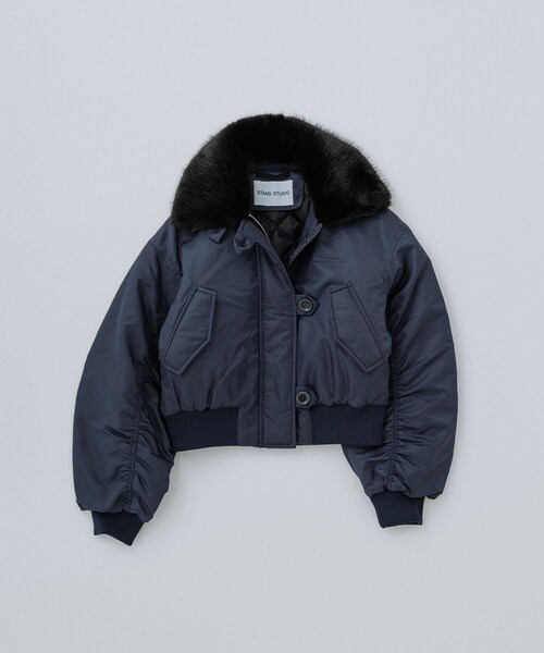 ADAM ET ROPE'(アダムエロペ)の「【STAND STUDIO(スタンド スタジオ)】Gem Jacket(MA-1・レディース・ネイビー/グリーン・36)」の12枚目の写真