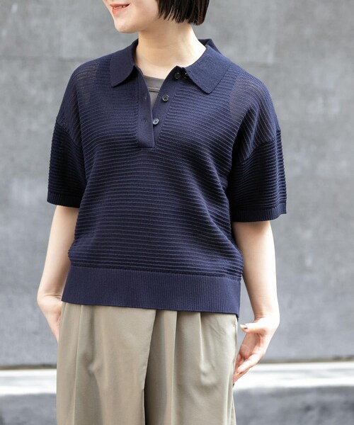 URBAN RESEARCH DOORS(アーバンリサーチドアーズ)の「FORK&SPOON 透かし編みニットポロ(ポロシャツ・レディース・IVORY/NAVY/ORANGERED・1)」の14枚目の写真