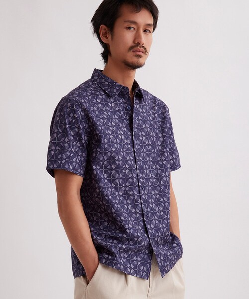 Saturdays NYC(サタデーズ ニューヨークシティ )の「Bruce Block Print Ss Shirt(シャツ/ブラウス・メンズ・ブラック/ホワイト/オリーブ/ネイビー/サックス・L/M/S/XL/XS)」の18枚目の写真