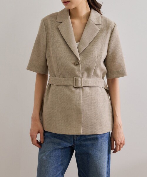 ROPE'（ロペ）の「リネンライク ベルテッドジャケット/セットアップ対応（テーラードジャケット・レディース・ブラック/ベージュ・36/38）」の13枚目の写真