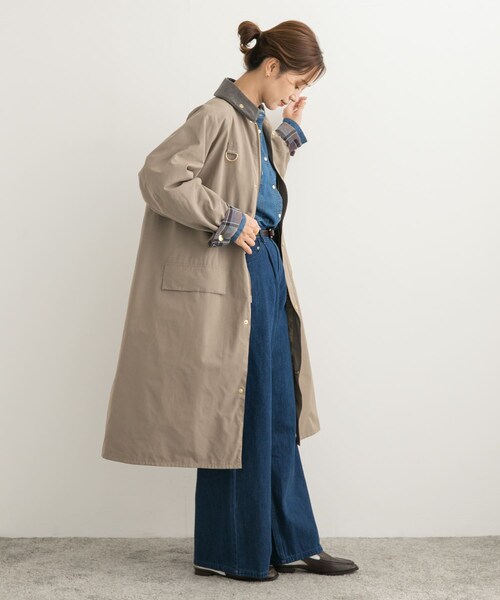URBAN RESEARCH DOORS（アーバンリサーチドアーズ）の「『別注』Barbour / DOORS　SPEYLONG（ステンカラーコート・レディース・beige/grey・S/M）」の11枚目の写真