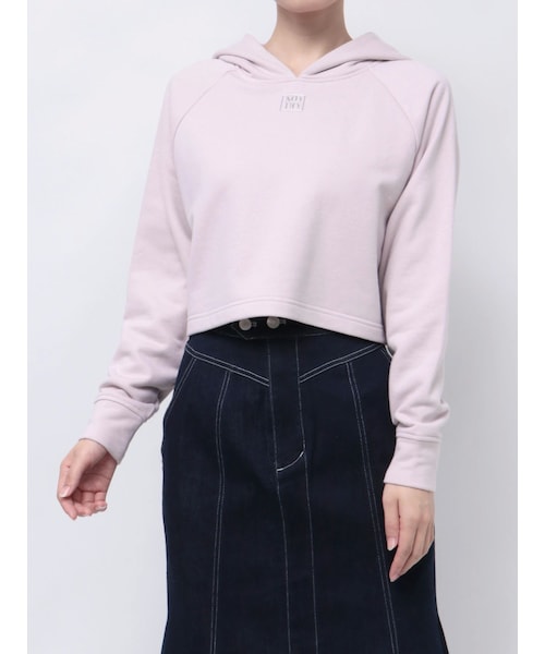 MERCURYDUO(マーキュリーデュオ)の「裏毛ワンポインロゴパーカ(Tシャツ/カットソー・レディース・オフホワイト/ライトグレー/ピンク/イエロー・F)」の4枚目の写真