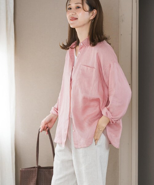 URBAN RESEARCH DOORS(アーバンリサーチドアーズ)の「リネンオーバーシャツ(シャツ/ブラウス・レディース・STRIPE/PINK/L.GRAY・Free)」の20枚目の写真
