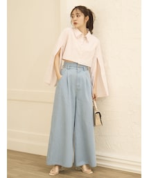 dazzlin | ダブルハイウエストワイドデニムパンツ(デニムパンツ)