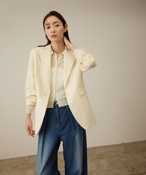 ROPE'（ロペ）の「シルクウールオーバージャケット（テーラードジャケット・レディース・ブラック/オフホワイト・36/38）」の17枚目の写真