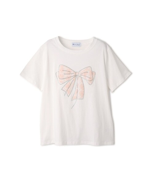 Jayro(ジャイロ)の「リボン半袖Tシャツ(Tシャツ/カットソー・レディース・ブラック系/ホワイト系・F)」の1枚目の写真