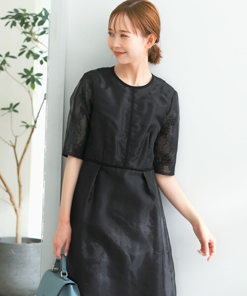 URBAN RESEARCH ROSSO（アーバンリサーチロッソ）の「kaene　シアーレースパイピングドレス（ワンピース・レディース・sax/bk・38）」の4枚目の写真