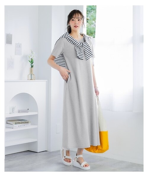 nissen（ニッセン）の「吸汗速乾・UVカットカノコすっきりVネックワンピース＜大きいサイズ有＞（ワンピース・レディース・黒/ネイビー/杢グレー・S/M/L/LL/3L/4L/5L/6L/8L/10L）」の5枚目の写真