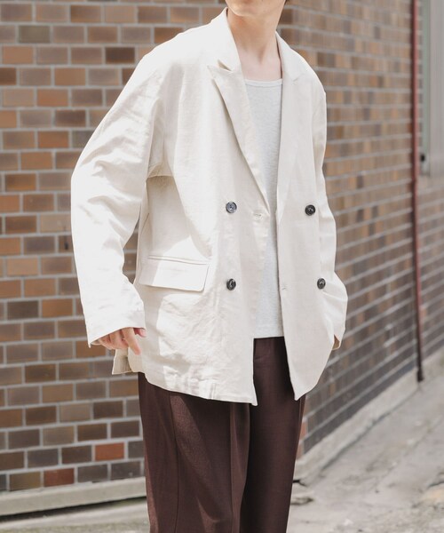 ITEMS URBANRESEARCH(アイテムズ アーバンリサーチ)の「『セットアップ対応』Linen Blend Double Jacket(テーラードジャケット・メンズ・CHA/IVO/BRN・M/L)」の7枚目の写真