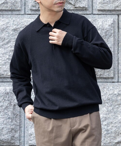 URBAN RESEARCH ROSSO（アーバンリサーチロッソ）の「コットンカシミヤニットポロシャツ（ニット/セーター・メンズ・GRAY/BLACK/IVORY/GREIGE・M/L）」の18枚目の写真