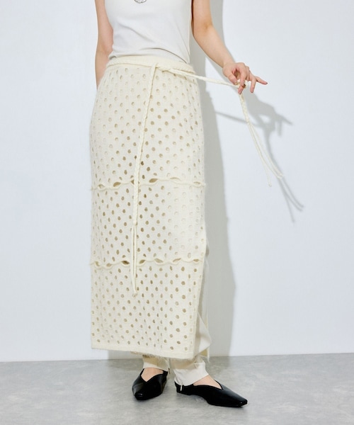 ADAM ET ROPE'（アダムエロペ）の「モヘアmixオープンワークスカート（スカート・レディース・ブラック/オフホワイト・F）」の8枚目の写真
