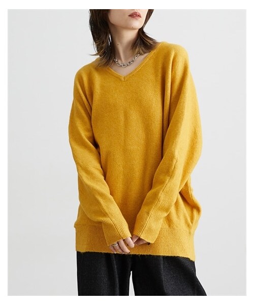 nissen（ニッセン）の「【Soiunique】オーバーサイズＶネックニット（ニット/セーター・レディース・ブルー/ブラック/杢イエロー・M/L/LL）」の8枚目の写真