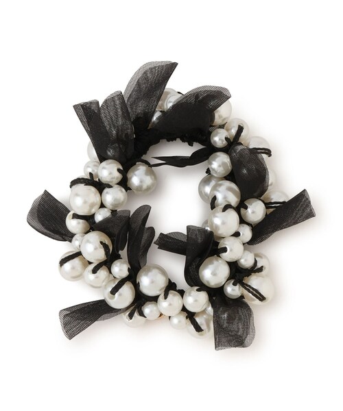 VIS（ビス）の「パールリボンヘアゴム（ヘアゴム・レディース・ブラック/キナリ系・F）」の9枚目の写真