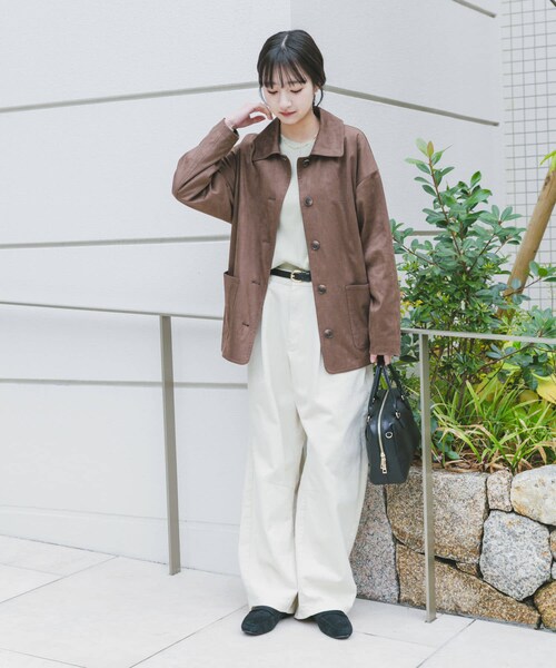 ITEMS URBANRESEARCH（アイテムズ アーバンリサーチ）の「フェイクスエードオーバージャケット（テーラードジャケット・レディース・BEG/BRN・Free）」の8枚目の写真