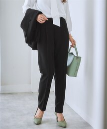 7days Life Styling | 【レディーススーツ】セットアップ対応タックテーパードパンツ（上下別売・多機能360°ストレッチ素材シリーズ）(スーツパンツ)