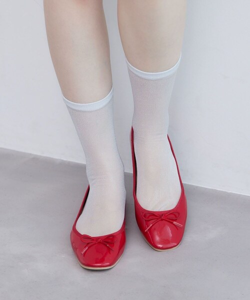 ROPE' PICNIC（ロペピクニック）の「シアーラメソックス（ソックス/靴下・レディース・ブラック/ホワイト系/ローズピンク/シルバー/グリーン系/ピンク・F）」の7枚目の写真
