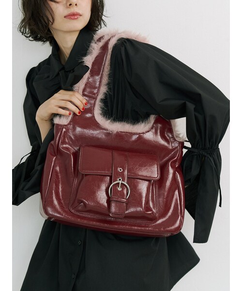 jouetie（ジュエティ）の「ドッキングファーベルトバッグ（ハンドバッグ・レディース・アイボリー/ブラック/ボルドー・F）」の8枚目の写真