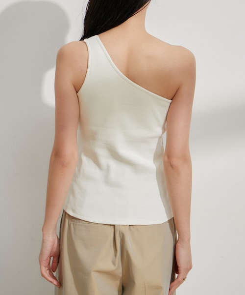 VIS（ビス）の「ワンショルダーテレコタンクトップ（タンクトップ・レディース・ライトグリーン/キナリ/ブラック・F）」の14枚目の写真