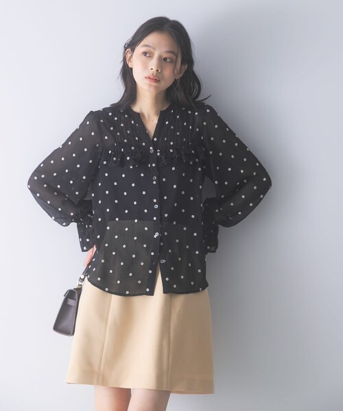 URBAN RESEARCH ROSSO（アーバンリサーチロッソ）の「『WEB限定』フラワー刺繍ピンタックフリルブラウス（シャツ/ブラウス・レディース・BLACK・Free）」の4枚目の写真