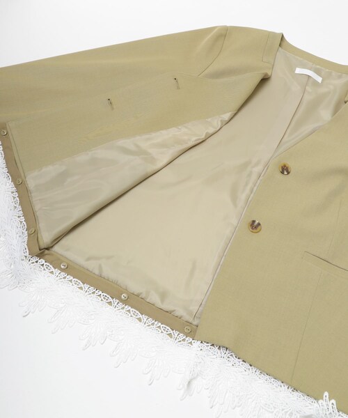 SENSE OF PLACE by URBAN RESEARCH(センスオブプレイスバイアーバンリサーチ)の「レースレイヤードノーカラージャケット(ノーカラージャケット・レディース・BLACK/Y.BEIGE・One)」の19枚目の写真