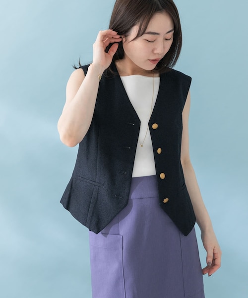 URBAN RESEARCH ROSSO（アーバンリサーチロッソ）の「ネップツイードコンパクトジレ（ベスト・レディース・NAVY/IVORY・FREE）」の2枚目の写真