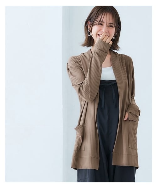 nissen（ニッセン）の「【持続冷感・UVカット】指穴付トッパーカーディガン（カーディガン/ボレロ・レディース・黒/ライトグレー/スモーキーブルー/モカ・S/M/L/LL/3L/4L/5L/6L）」の5枚目の写真