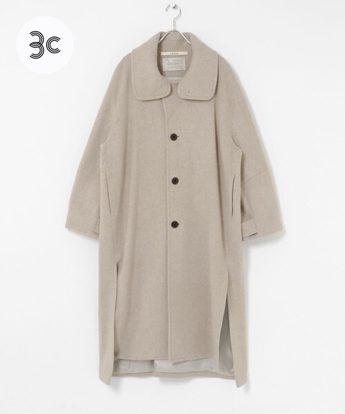 THE GOODLAND MARKET（ザグッドランドマーケット）の「cwtch　WOOL LONG COAT（ステンカラーコート・レディース・GREEN/BLACK/OAT・FREE）」の2枚目の写真